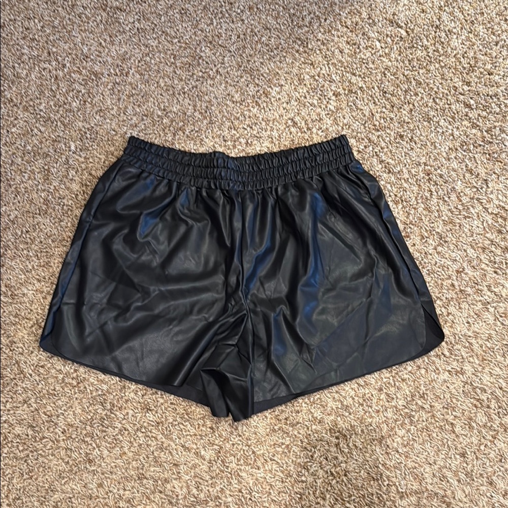 SHEIN High Waist Black Faux Leather Shorts